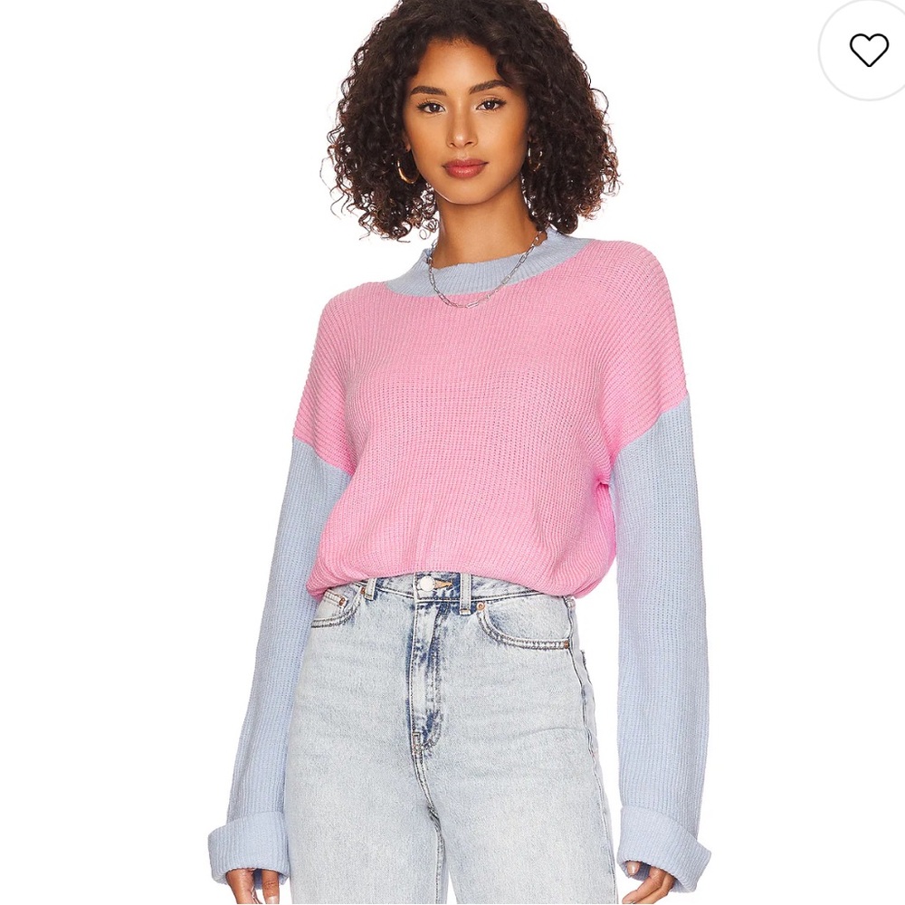 More To Come - Kate Ribbed Cropped Sweater in Pink & Blue